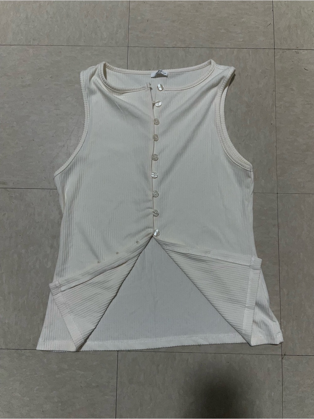 Button Front Rib Tank Top
